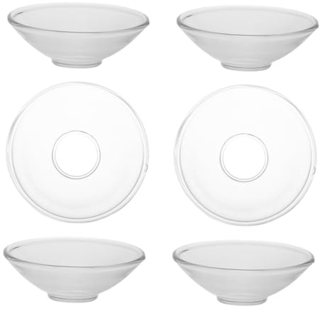 WEKADRIN Glass Wax Drip Catcher Rings for Candlestick Holders, Decorative Glass Wax Catchers Safety Pin to Hold Candles in Place, 6pcs Set for Wedding Party and Home Candle Drip Protection
