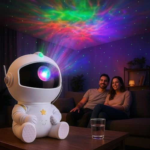 Astronaut Star Projector Galaxy Light with Remote Control – LED Nebula Night Light Projector for Kids & Adults, Ceiling Galaxy Lamp for Bedroom, Living Room, Party, and Home Decor (White)
