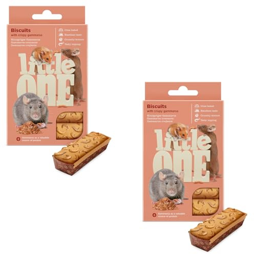 Little One Biscotti con croccante Gammarus | Confezione doppia | 2 x 35 g (5 x 7 g) | Snack per roditori onnivori