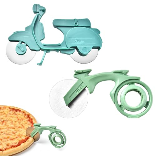Zavqiro2-Piece Stainless Steel Pizza Cutter Wheels – Durable, Anti-Skid Bicycle & Motorcycle Style Blades for Easy, Smooth Pizza Slicing