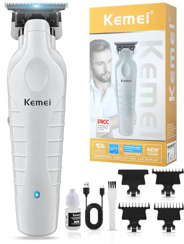 KEMEI 2299 Tagliacapelli professionale per uomo Tagliacapelli senza fili, Zero Gap T Blade Barba Trimmers, Tagliacapelli Barbiere Ricaricabile, Trimmer Grigio