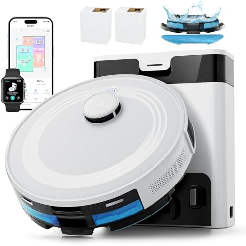Lefant LiDAR Robot aspirador y trapeador, autovaciado de 90 días, prevención de obstáculos PSD de 190°, limpieza personalizada, mapeo de múltiples pisos, succión fuerte de 6000 Pa, tiempo de