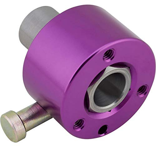 Speedway Motors Hex Steering Wheel Quick Release Assembly with Push Button, 3/4 Inch Weld-On Sleeve, Purple Billet Aluminum Hub for 3-Bolt Steering Wheels