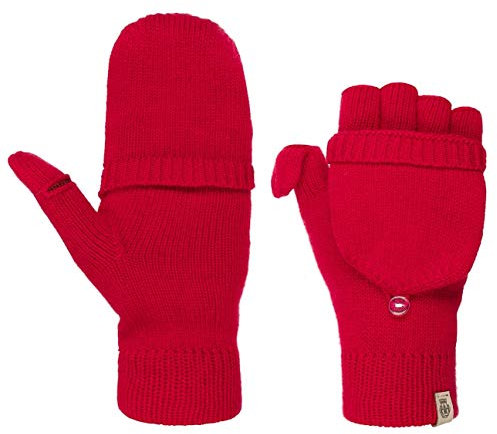Roeckl Strickhandschuhe Fingerlose Handschuhe Merino Winterhandschuhe Fingerhandschuhe (One Size - dunkelrot)