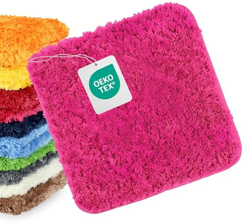 WohnDirect WC-Vorleger 45x45cm Pink (Rosa) | Klassische Klomatte, 4 cm Florhöhe, erstklassige Verarbeitung, vielseitig einsetzbar, praktischer Alltagshelfer