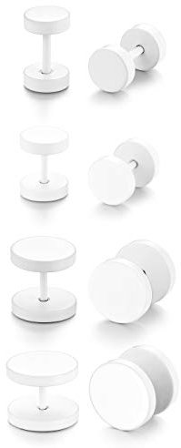 Flongo Ohrstecker, 6-12mm Edelstahl Ohrstecker Gestüt Stecker Ohrringe Ohrhänger Tunnel Illusion verjüngt Cheater Faux Fake Ohrstecker Weiß Charm Charme Herren, Damen Ohrschmuck 4 Paar Set