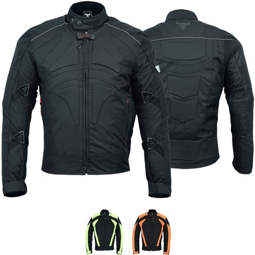 BULLDT Motorradjacke Herren textil kurze Bikerjacke mit CE2-Protektoren - Sportlich Bodyfit dehnbaren Einsätzen, 4 Taschen, Abnehmbar Futter, aus 4 Schichten, Winddicht, Reflektierend -
