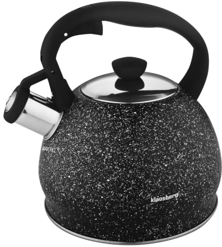 Klausberg Marmor Edelstahl Flötenkessel Teekessel Wasserkessel 2 Liter KB-7320