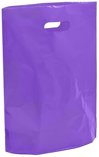 50x Purple Plastic Carrier Bags Large 15 x 18 + 3 Plastic Shopping Bags Reusable Retail Market Traders Fashion Colored Carriers Uk Store 247