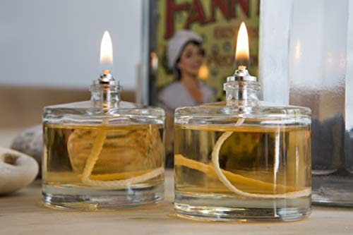 2 x Glass Oil Candle Tea Light LAMP by Clearcrfaft. Refillable, for Use with Odourless Lamp Oil Table Top Restaurant Style