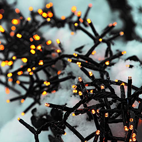hellum LED Lichterkette außen Cluster, 15,98m 800 LED Cluster Lichterkette warmweiß mit Timer, Strombetrieben indoor & outdoor, Weihnachtsbaumbeleuchtung mit Kabel <59 lm 530193