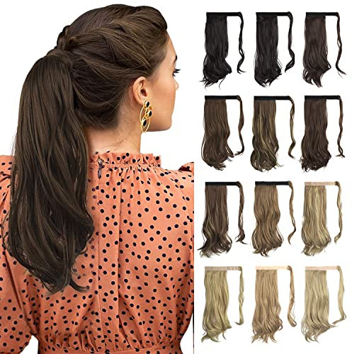 Sofeiyan Pferdeschwanz Haarteil Lockig Haarverlängerung Extension Pferdeschwanzverlängerung Synthetisches Natürliches Gewelltes Haarteil Wrap Around Pony Tail Hair Extensions 38cm
