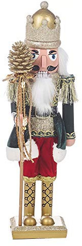 URBNLIVING Traditional Christmas Nutcracker Soldier Statue Figurine, 38-82cm Decorative Xmas Ornament on Wooden Stand, Available in 3 Sizes (38cm)