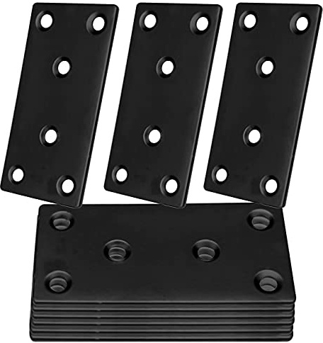 20PCS Black Flat Mending Plates, 3-1/8” Stainless Steel Straight Mending Joining Plates, Heavy Duty Metal Brackets for Brace, Repair Fixing Bracket Plates for Wood Furniture Fence Bookcase