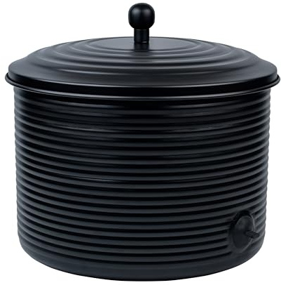 Gartenschlauchhalter, Aufbewahrungstopf mit Deckel, antiker gerippter Wasserschlauch, Behälter, Topf für den Innen- und Außenbereich, erweiterbarer Wasserschlauch-Verdecker, Metall, hält 38 m Schlauch