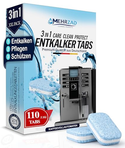 3-in-1 Entkalkungstabletten – 110 Stück für Kaffeevollautomaten & Kaffeemaschinen – kompatibel mit allen Marken – Made in Germany