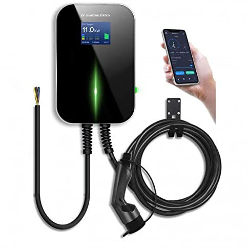 Wallbox 11KW / 16A KfW-förderfähige Elektroauto Ladegerät Typ2, 6m Kabel, 3,5 Zoll LCD-Farbdisplay