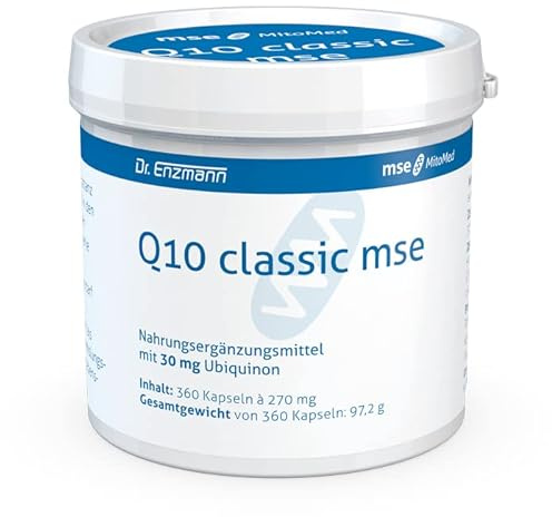 Q10 classic mse Kapseln 30mg (360 Kps für 12 Monate) rein vegan & hochdosiert Kaneka Coenzym Q10, hohe Bioverfügbarkeit, unterstützt das Nerven & Immunsystem, Made in Germany, Dr Enzmann