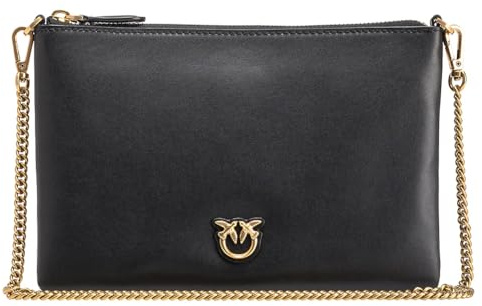 Pinko Flat Classic Vitello Seta, Borsa Donna, Z99q_nero-antique Gold, Taglia unica