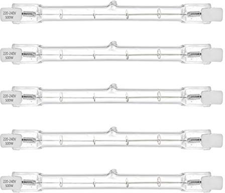 AHEVO 500W Equivalent R7s Linear Halogen Floodlight 7750lm 2700K 230V J118 500W Double Ended Security Light Bulb 118mm Length, Dimmable, Warm White, Pack of 5