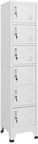 Festnight Schließfachschrank 6 Fächer Spind Metallschrank Fächerschrank Wertfachschrank Metallspind Schließfach Umkleideschrank Mehrzweckschrank Hellgrau 38x40x180 cm