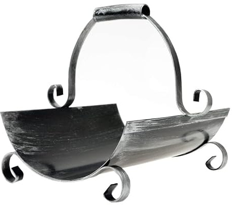 Dixiestore Kaminholzkorb | Holzkorb aus Metall für Kaminholz 294 Kaminholzständer | Solider und effektvoller Metallkorb für Aufbewahrung von Kaminholz, Silber