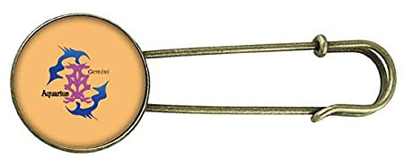 Brosche mit Anstecknadel, Motiv Fische Wassermann, Retro-Metall, Schmuck, M