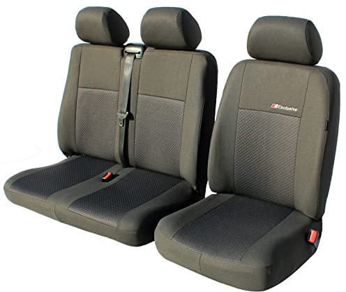ERJOT Exclusive Autositzbezüge Sitzbezüge Maßgefertigte Kompatibel mit VW T5 Fahrersitz + 2er Beifahrersitzbank Schonbezüge Diactric Polyester