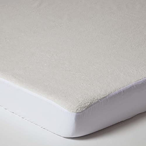 HOMESCAPES Warmes Unterbett 140x200 cm, Kuschelige Fleece-Matratzenauflage mit Spannumrandung