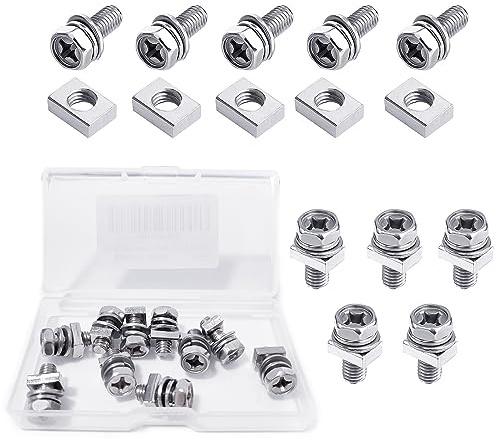 10 Sets Motorrad Batterie Schrauben und Muttern,Hexagon Maschinenschraube für ATV Fahrzeug, Roller, Motorrad, Quad Bike M5x14mm,304 Edelstahl (Silber)