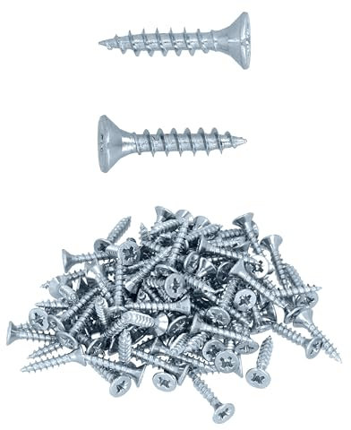 HELPMATE - Holzverbinderschrauben 4,0x20 mm galvanisch verzinkt - 100 Stück Universalschrauben Senkkopf mit PZ2-Antrieb und Vollgewinde - Zur Befestigung von Beschlägen auf Holz