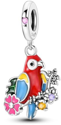 NARMO Charme de Pandora bracelet 925 charme en argent sterling perroquet pendentif animal charme