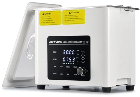 CREWORKS Ultraschallreinigungsgerät Leise 3L 120W Professioneller Ultraschallreiniger Edelstahl mit Heizung Timer Entgasungsmodus, 7 Oszillationsstufen, 3 Modi für Zahnprothesen Schmuck Brillen Uhren