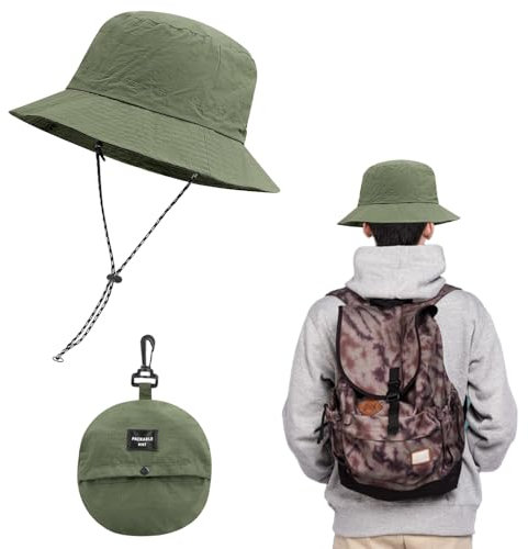 ZDQC Sonnenhut Herren Damen,Sonnenhut Faltbar,Fischerhut Mit Band,wasserdichte Hut,Fischerhut Faltbar,Fischerhut Modischer Sommerhut,Anglerhut Herren Outdoor,Unisex Breiter Krempe Boonie Hat (Grün)
