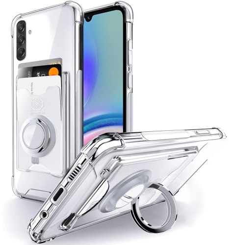 SHIELDS UP for Samsung Galaxy A05S Case with Card Holder & Ring Stand. | Wallet Minimalist Case, Transparent Slim Shockproof TPU Bumper Cover for Samsung Galaxy A05S - Clear