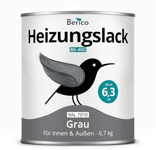 Berico Heizkörperlack - 0,7 Kg - Grau - BE 400 Heizungslack, Heizungsfarbe, Heizkörperfarbe, Acryllack