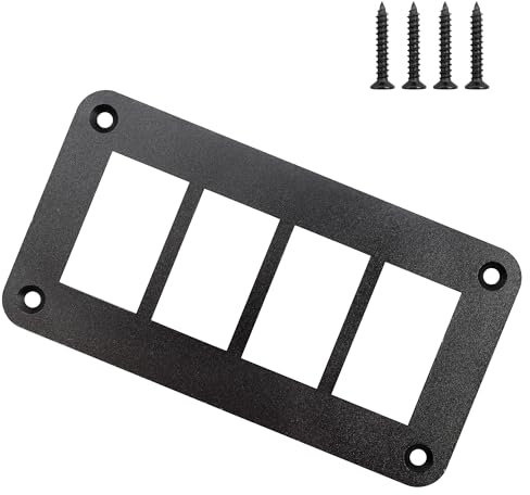 AUXBC Support de boîtier d'interrupteur à bascule à 4 voies, 4 interrupteurs à bascule en aluminium noir pour voiture, camion, bateau, véhicule de plaisance