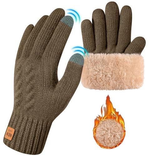 Voqeen Winterhandschuhe Damen Touchscreen Fleece Gefüttert Strickhandschuhe für Frauen mit Handgelenk Manschette Design kaltes Wetter warme Outdoor Handschuhe Herren für Laufen Fahren Wandern