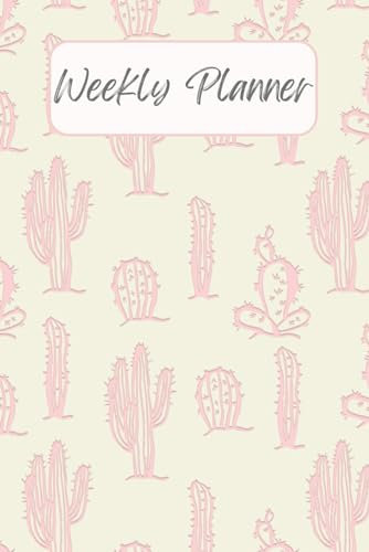 Pink Cactus PrInt Weekly Planning Journal: 52 Blank Weekly and Lined Pages (alternating)