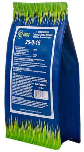 Supply Solutions 25-0-15 Ultra Green Lawn and Turf Fertilizer - 16% Slow Release Nitrogen - Promotes Lush, Green Lawns and Strong Root Growth, Reduces Mowing Frequency (10 Pounds)