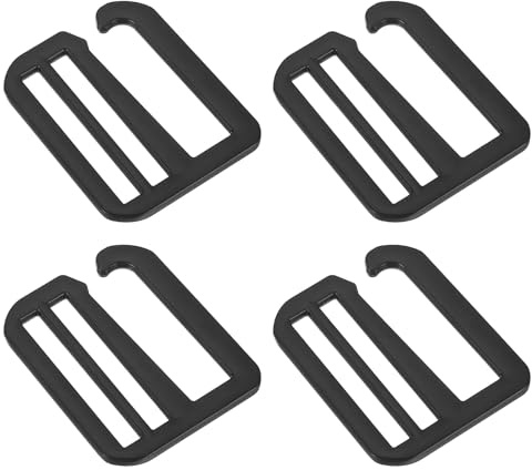 QUARKZMAN 4 Piezas 38mm/1.5 Hebilla de Gancho G de Metal Ajustable Deslizadores Planos Tri-Glide para Cinta de Mochila, Negro Mate