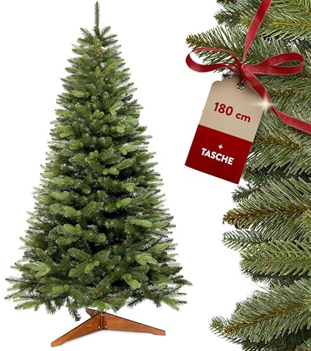 Håvn ® Premium Künstlicher Weihnachtsbaum (180cm Nordlys) | Naturgetreue Optik, Dichte Zweige, inkl. Holzständer & Aufbewahrungstasche – Hochwertiger Tannenbaum
