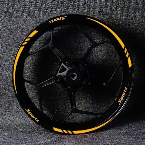 12 Stück/Set Rad-Aufkleber, Motorrad-Felgenband-Aufkleber, Dekorationsfolie, Streifen, Rad, reflektierende Nadelstreifen, Aufkleberpapier, für 45,7 - 53,3 cm (18-21 Zoll) Räder (gelb)