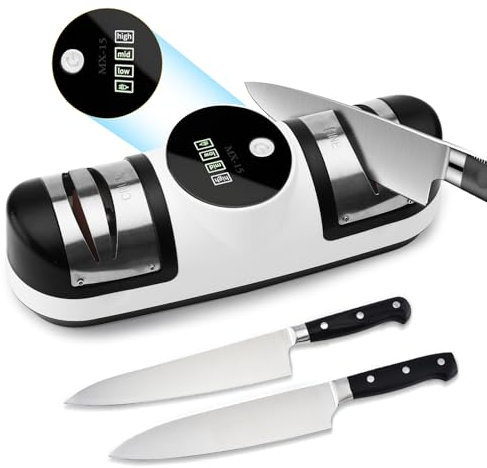 HENGBIRD Afiladores Eléctricos, 3 En 1 Afilador Cuchillos Profesional con Cable de Carga USB, Rápidos Nítidos Poco Ruido, Afilador de Cocina, para Procesar y Afilar Todo Tipo de Cuchillos de Cocina