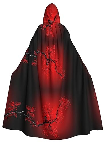 SamLng Capa con capucha de flor de cerezo rojo, disfraz de juego de rol para adultos, perfecto para Navidad, mago, fiestas temáticas de magos