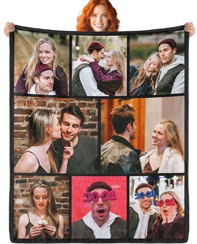 ERICAT Personalised Blanket Photo and Text, Cuddly Blanket for Mum, Dad, Couples, Girlfriend, Boyfriend, Design Yourself Gifts