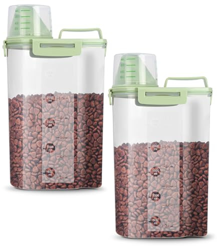 jutyum 2 Stück Vorratsdosen 3L, Waschmittel Aufbewahrung, Küche Organizer, Waschpulver Aufbewahrungsbox, Hundefutter Aufbewahrung, Aufbewahrungsbox Küche, Waschmittelbox, Futtertonne Vorratsgläser