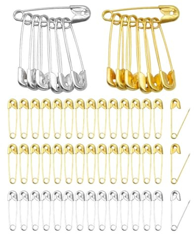 MYGLOAR 100 spille di sicurezza da 38 mm, spille di sicurezza per artigianato, cucito, abbigliamento, opere d'arte, argenteria (oro e argento)