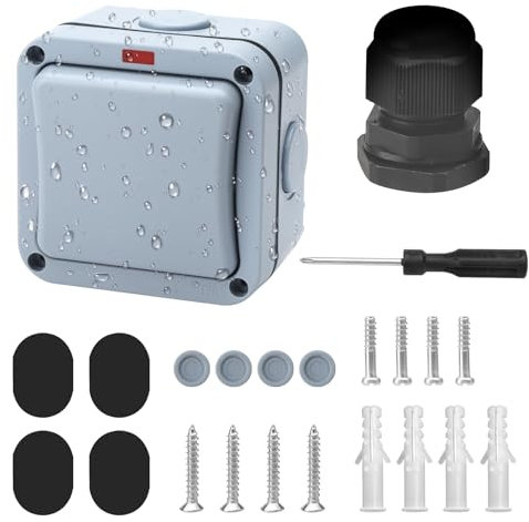 Interruttore della luce per esterni resistente alle intemperie universale 20 A IP66 impermeabile con polvere interruttore indipendente e spia di controllo interruttore della luce per esterni giardino