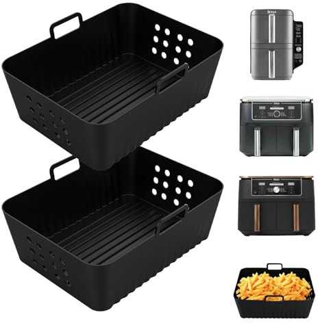2pcs Airfryer 19x14x8 cm ZubehöR für Ninja Foodi Max Dual Zone Af400eu Af300eu 9.5L, Ninja Silikon EinsäTze für Foodi Max Double Stack Sl400eu,Airfryer Silikonform für Innsky HeißLuftfritteuse